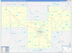 Lafayette-West Lafayette Metro Area Wall Map Basic Style 2026